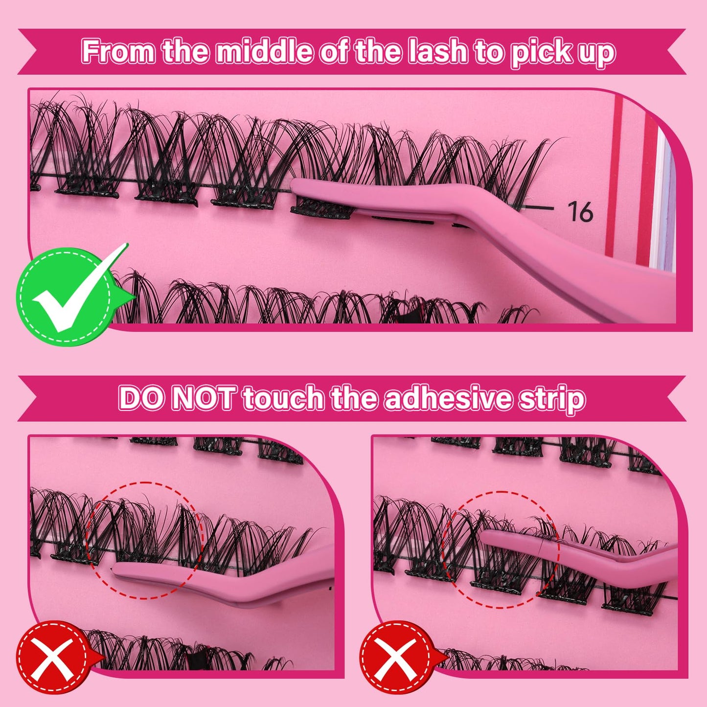 Self Adhesive Eyelashes 40Pcs Lash Clusters Press On Lashes Self Stick Cluster Lashes Pre Glued Eyelash Clusters No Glue No Remover Needed Easy to Apply Save Time (Begonia,D-10-18mix)