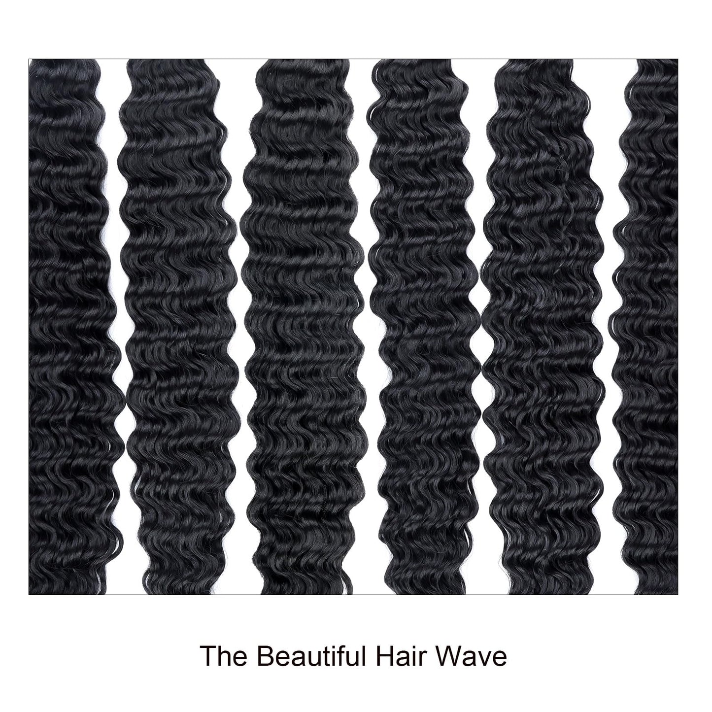 BATISI Water Wave Crochet Hair 6 Packs Curly Braiding Hair for Boho Braids Synthetic Bohemian Curly Crochet Hair 14 Inch #1b Black