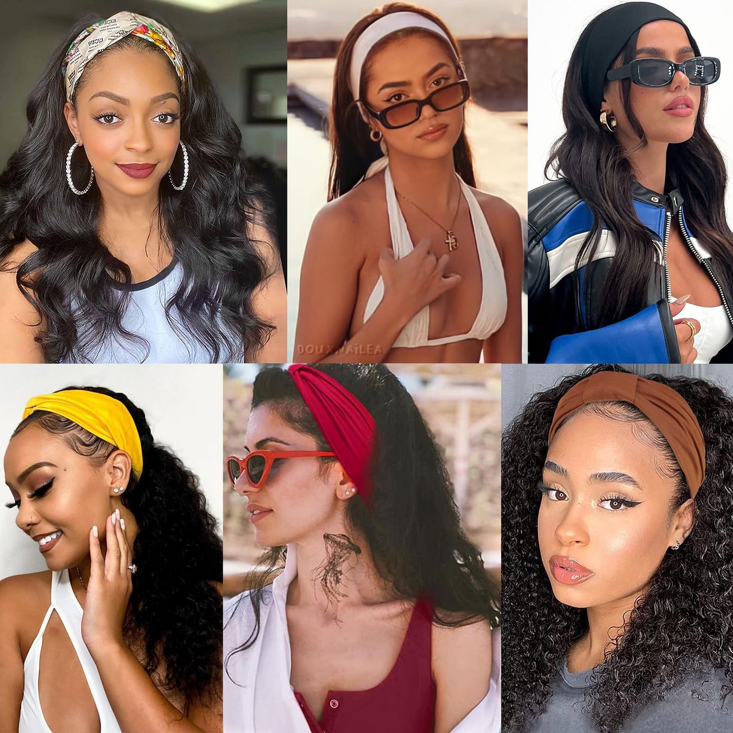 XTREND 6 Packs Wide Headbands Fashion Boho For Women Headband Large African Style Knotted Head Bands Yoga Sports Fitness Printing Simple Pure Color Hair Accessories（Solid and Printed）