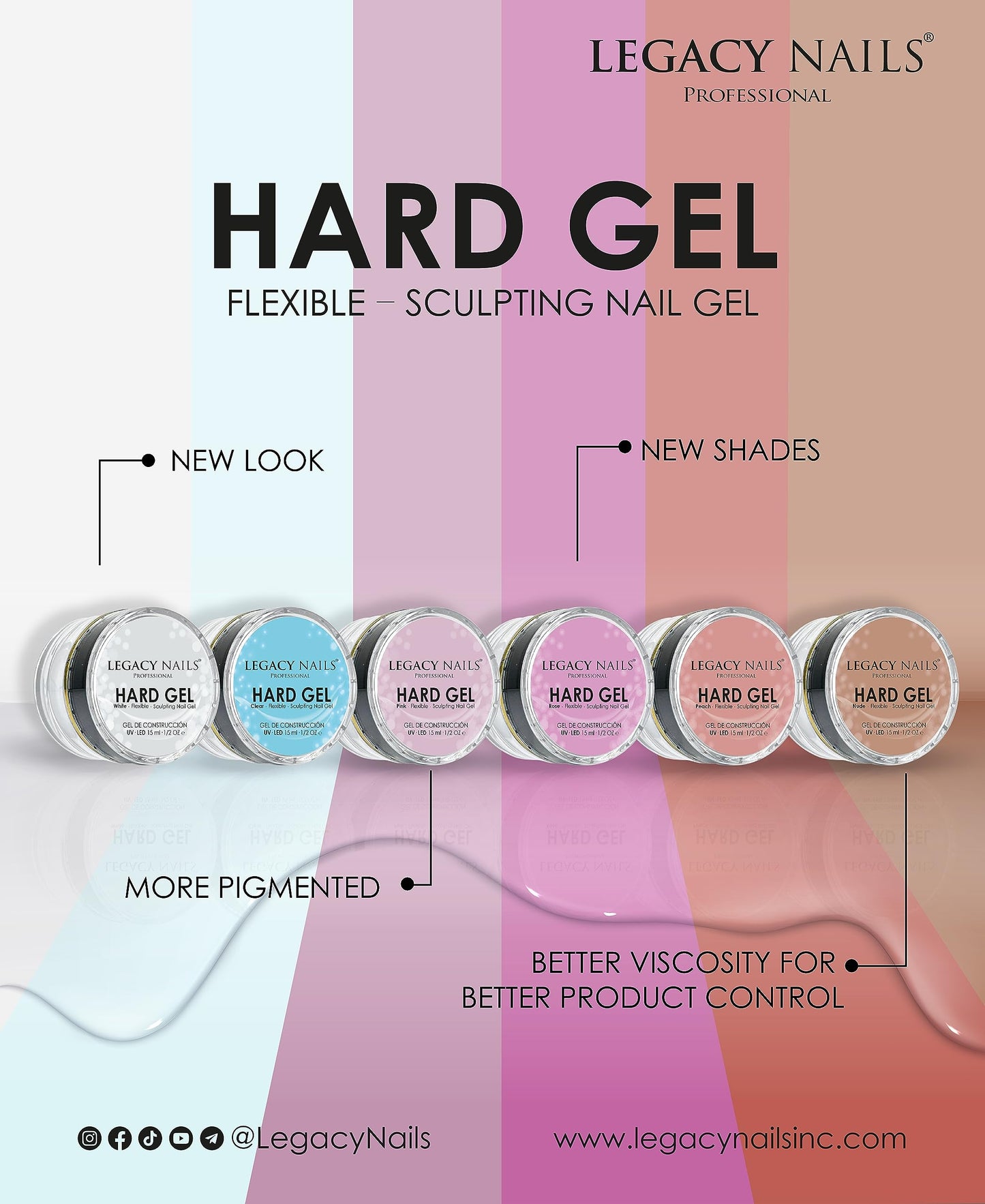 Legacy Nails Hard Builder Gel - Sculpt And Build Nail Extensions - Improve Damaged or Weak Nails - Lightweight, Strong and Long-wear - Professional Quality (Peach)