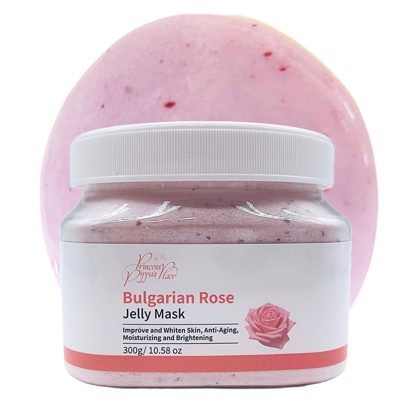 Princess Pippa's Place Bulgarian Rose Jelly Mask Powder- Jelly Face Mask Peel Off- Hydrating, Moisturizing, Anti-Aging Jelly Mask for Face Glowing and Radiant Skin- 300G/10.58 Oz