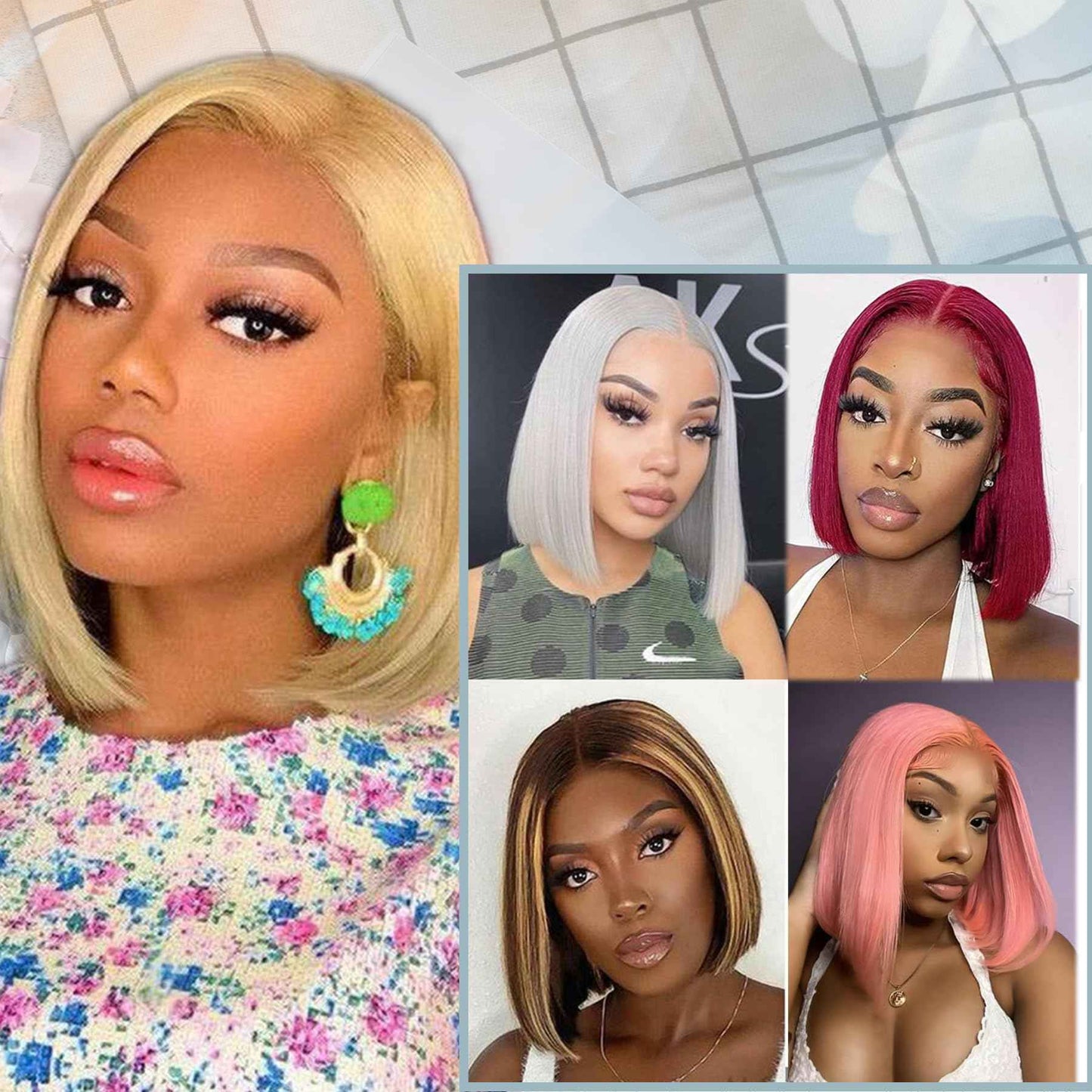 Blonde Bob Wig - 613 Lace Front, Human Hair, 13x4, HD, Pre-Plucked, 10in