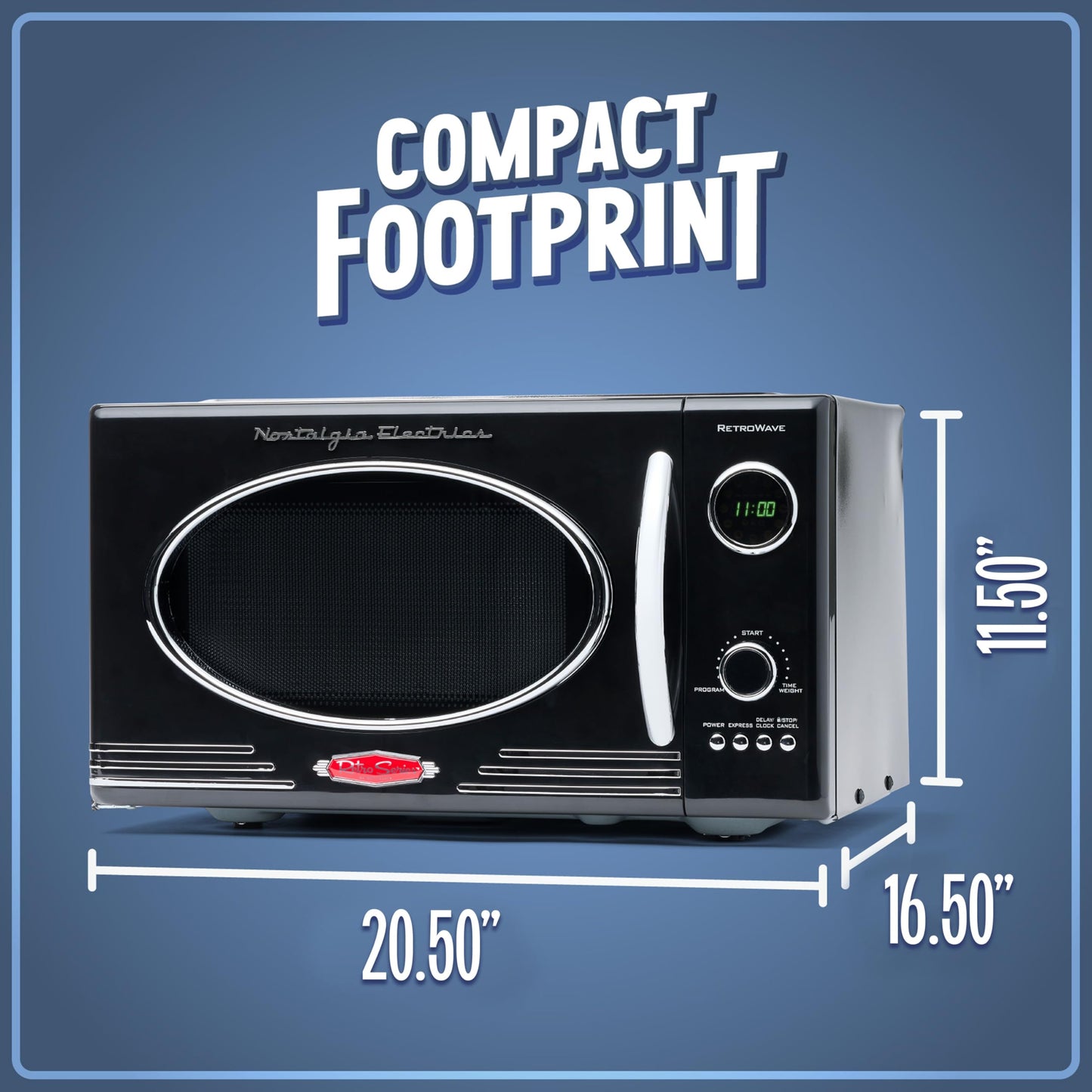 Nostalgia Retro Countertop Microwave Oven - Large 800-Watt - 0.9 cu ft - 12 Pre-Programmed Cooking Settings - Digital Clock - Kitchen Appliances - Black