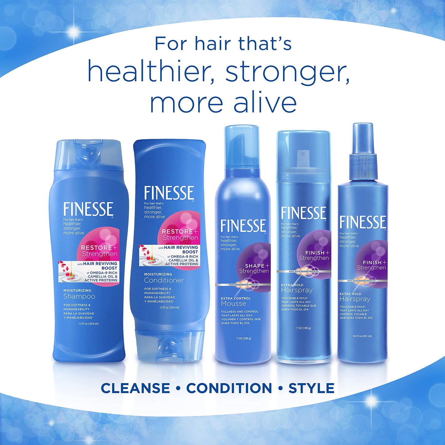 FINESSE Restore + Strengthen Normal Conditioner, 13 oz (Pack of 6), Enhance Hair's Shine & Manageability