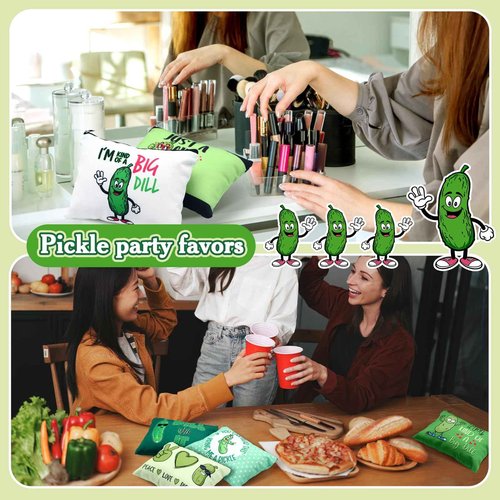 Clysee 6 Pcs Christmas Pickle Gifts Bulk Funny Makeup Bag Portable Zipper Pouch Bag Travel Pouch Party Gifts Bulk for Women Friend Pickle Lovers Party Favors