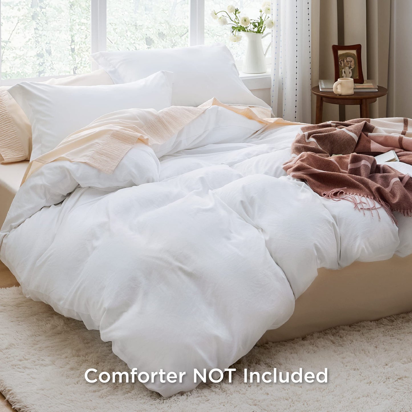 Bedsure White Oversized Queen Duvet Cover - Soft Prewashed Oversized Queen Duvet Cover Set, 3 Pieces, 1 Duvet Cover 98x98 Inches with Zipper Closure and 2 Pillow Shams, Comforter Not Included