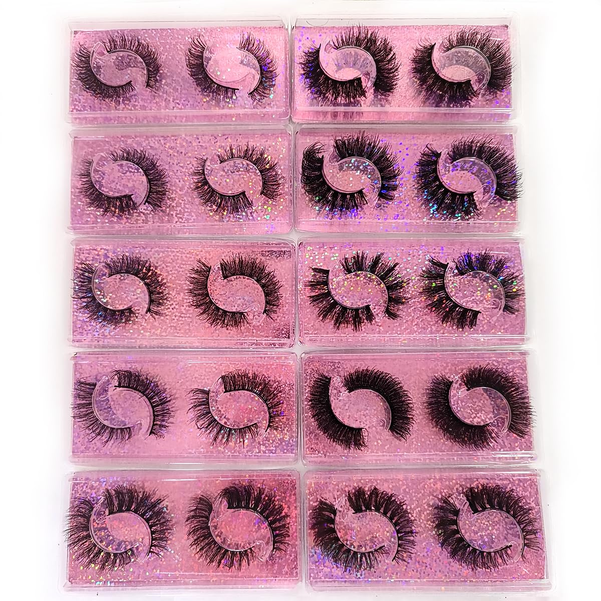 U-Hotmi Fluffy False Eyelashes 12-15mm Natural Look Lashes 10 Styles Faux Mink Lashes Bulk Total 20 pairs