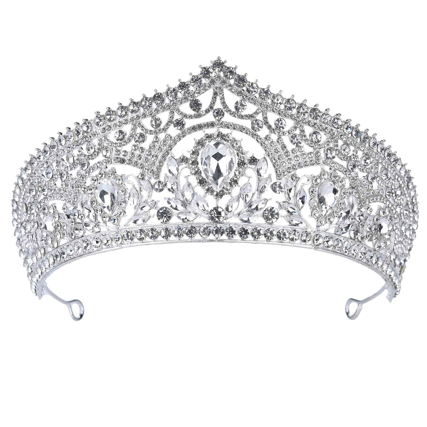 HEWEICSY Silver Tiaras and Crowns for Women,Wedding Tiara for Bride,Rhinestone Queen Crown,Crystal Costume Hair Accessories for Birthday Prom Party