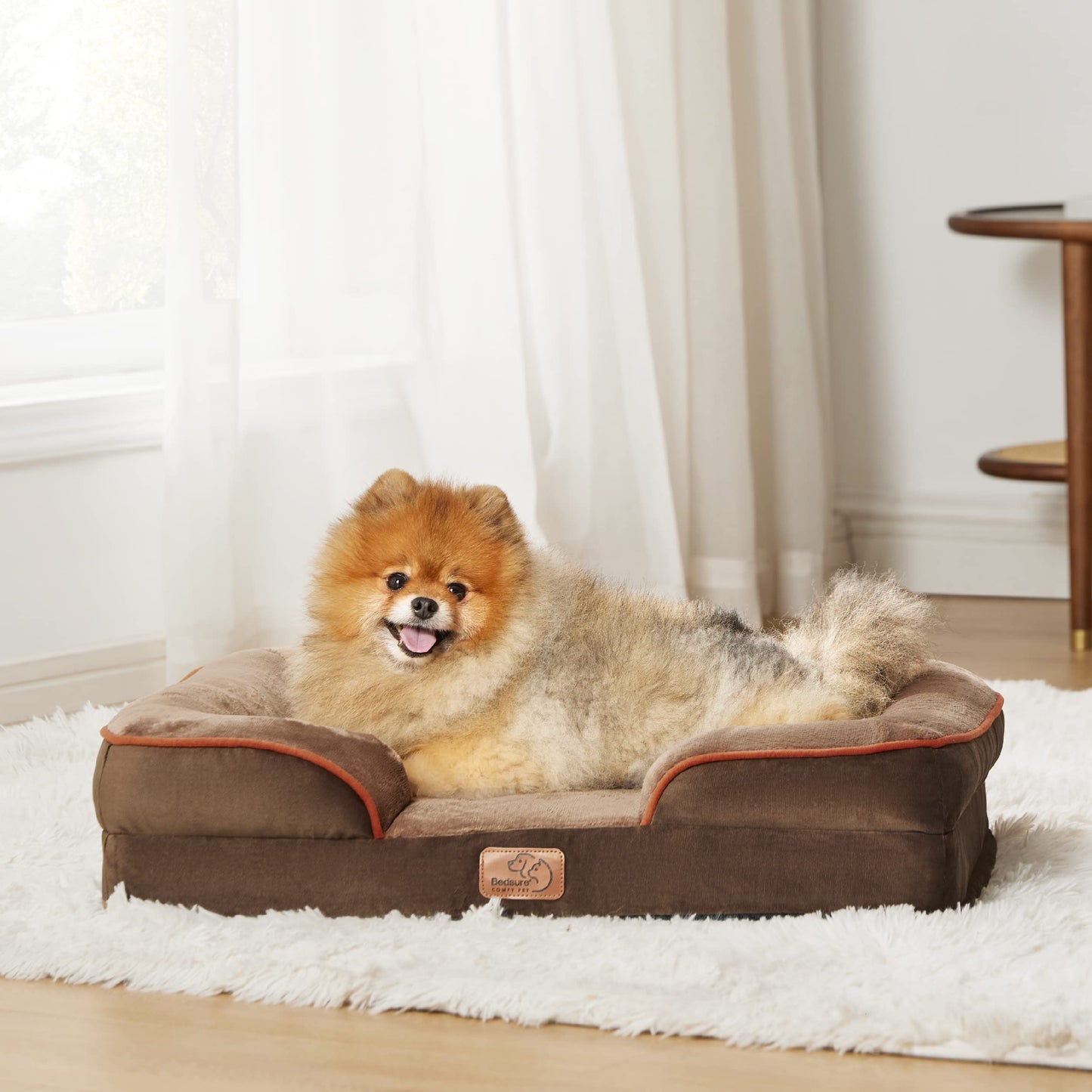 Bedsure Orthopedic Dog Bed for Small Dogs - Removable, Washable Cover and Bolster with Waterproof Lining and Nonskid Bottom