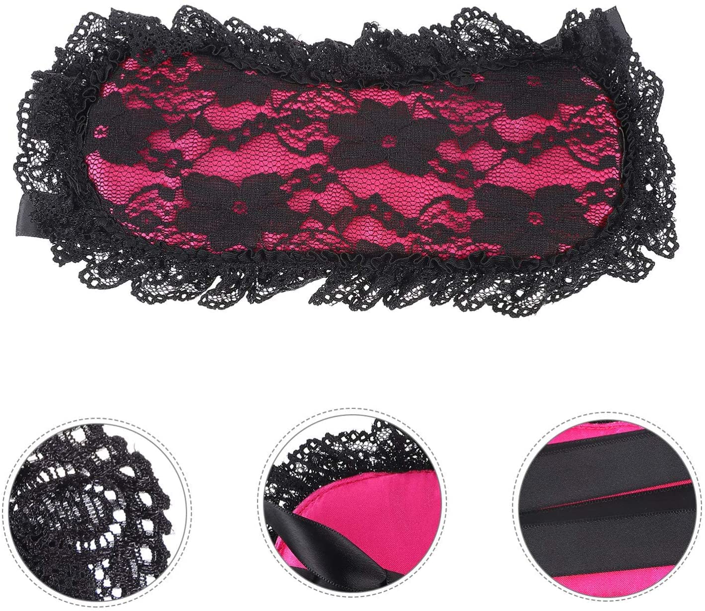 Soft Lace Eye Mask Party Ribbon Accessories, Eye Mask Comfortable Sleep Mask Can Be Adjusted to Shading Eyes, Travel, Meditation (Rose red)