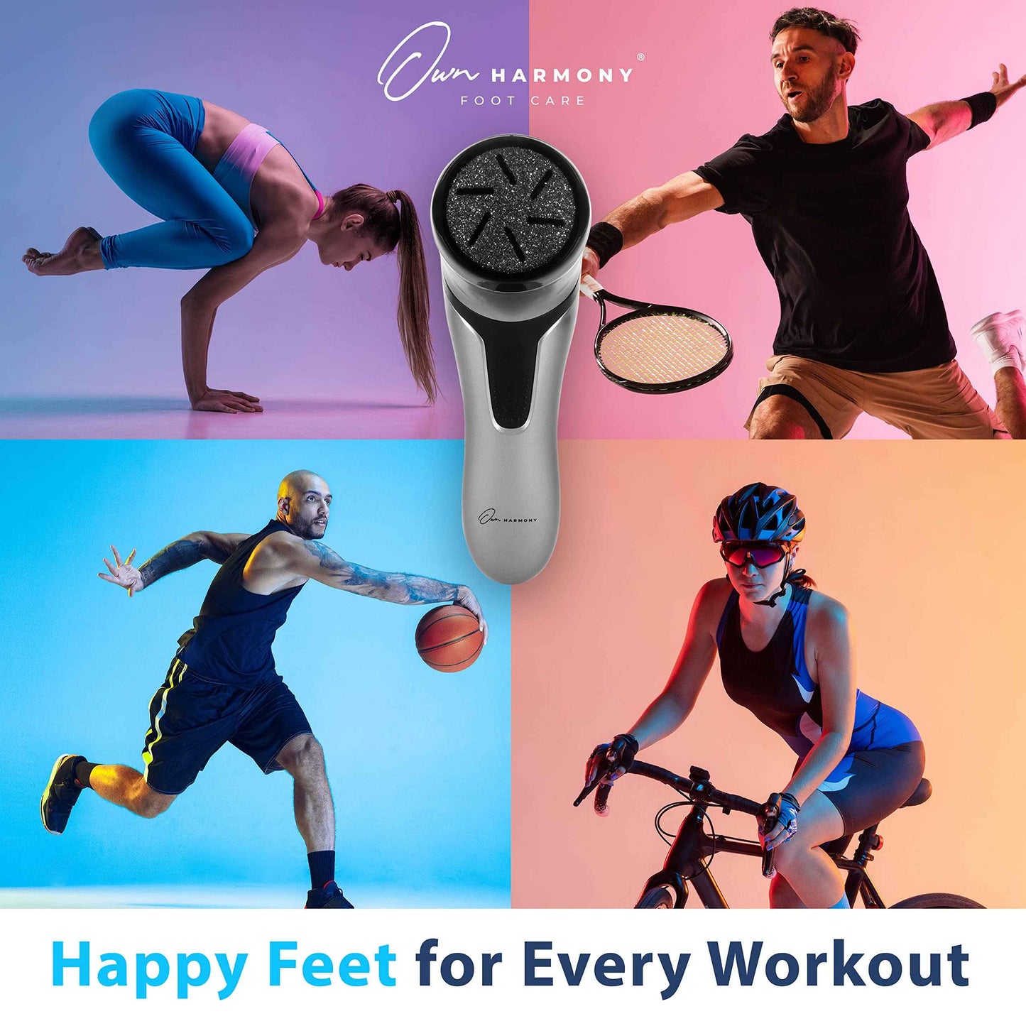 Own Harmony Electric Foot Callus Remover with Vacuum and 7 Rollers Bundle - Professional Pedicure Tools Kit for Powerful Pedi Feet Care Vac, Electronic Foot File - Best for Hard Dry Cracked Dead Skin