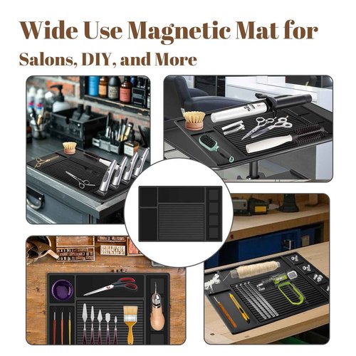Adevar Magnetic Barber Mat for Clippers,Barber Station Organizer Mat for Beauty Tools,Professional Non-Slip Matt