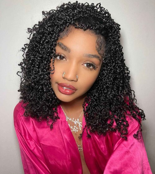 Aksice 12 Inch Yanky Twist Crochet Hair Pre-looped 8 Packs Mini Passion Twist Crochet Hair with Curly Ends Synthetic Crochet Braids Plus Yanky Twist for Black Women (12 Inch, 8 Packs,1B#)