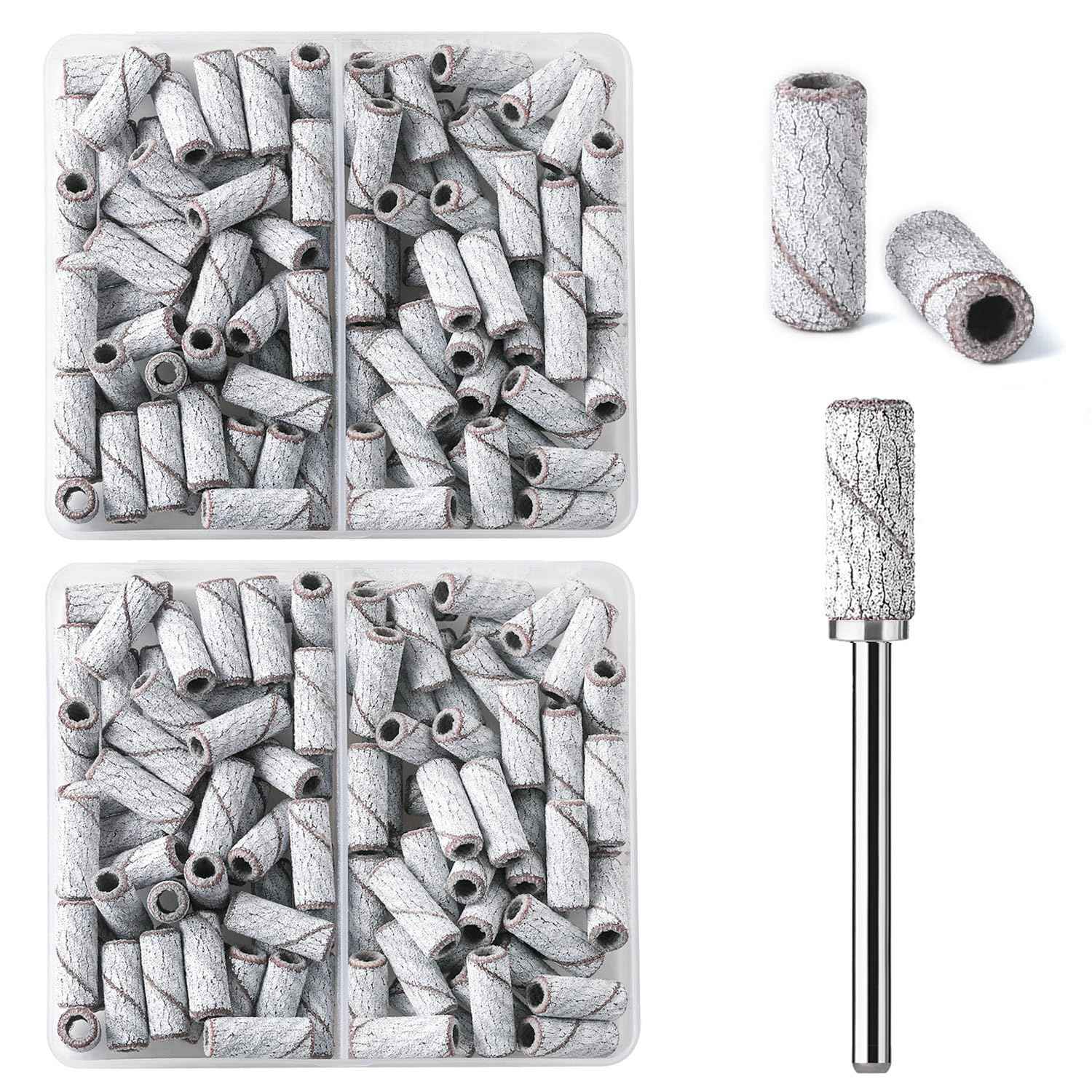 ASWEINA Small Sanding Bands for Nail Drill with 3.1mm Mandrel Bit, 160 Pcs Set Mini Small Sanding Bands Nail File Nail Drill Bits for Acrylic Nails Gel Manicures and Pedicures(180# Zebra)