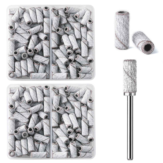 ASWEINA Small Sanding Bands for Nail Drill with 3.1mm Mandrel Bit, 160 Pcs Set Mini Small Sanding Bands Nail File Nail Drill Bits for Acrylic Nails Gel Manicures and Pedicures(180# Zebra)