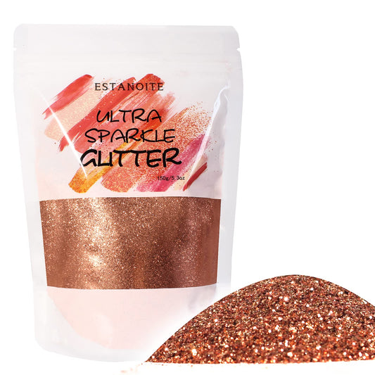 Holographic Fine Glitter, 150g Multipurpose Extra Fine Craft Glitter for Resin Arts and Crafts, Body Nail Art Eye Face Hair, Holographic Glitter for Epoxy Tumbler, Slime Making (Rose Gold)