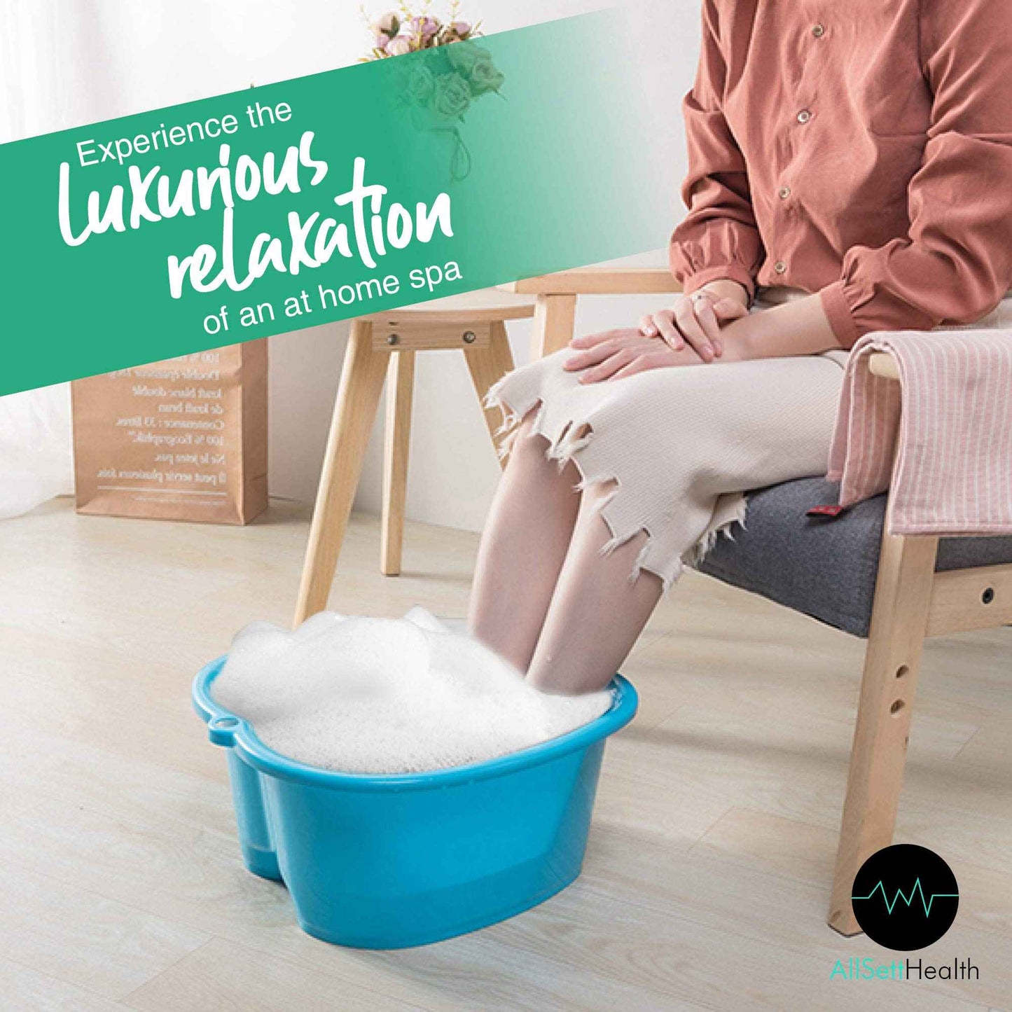 Foot Soaking Bath Basin – Large Size for Soaking Feet | Pedicure and Massager Tub for at Home Spa Treatment | Callus, Fungus, Dead Skin Remover, Blue