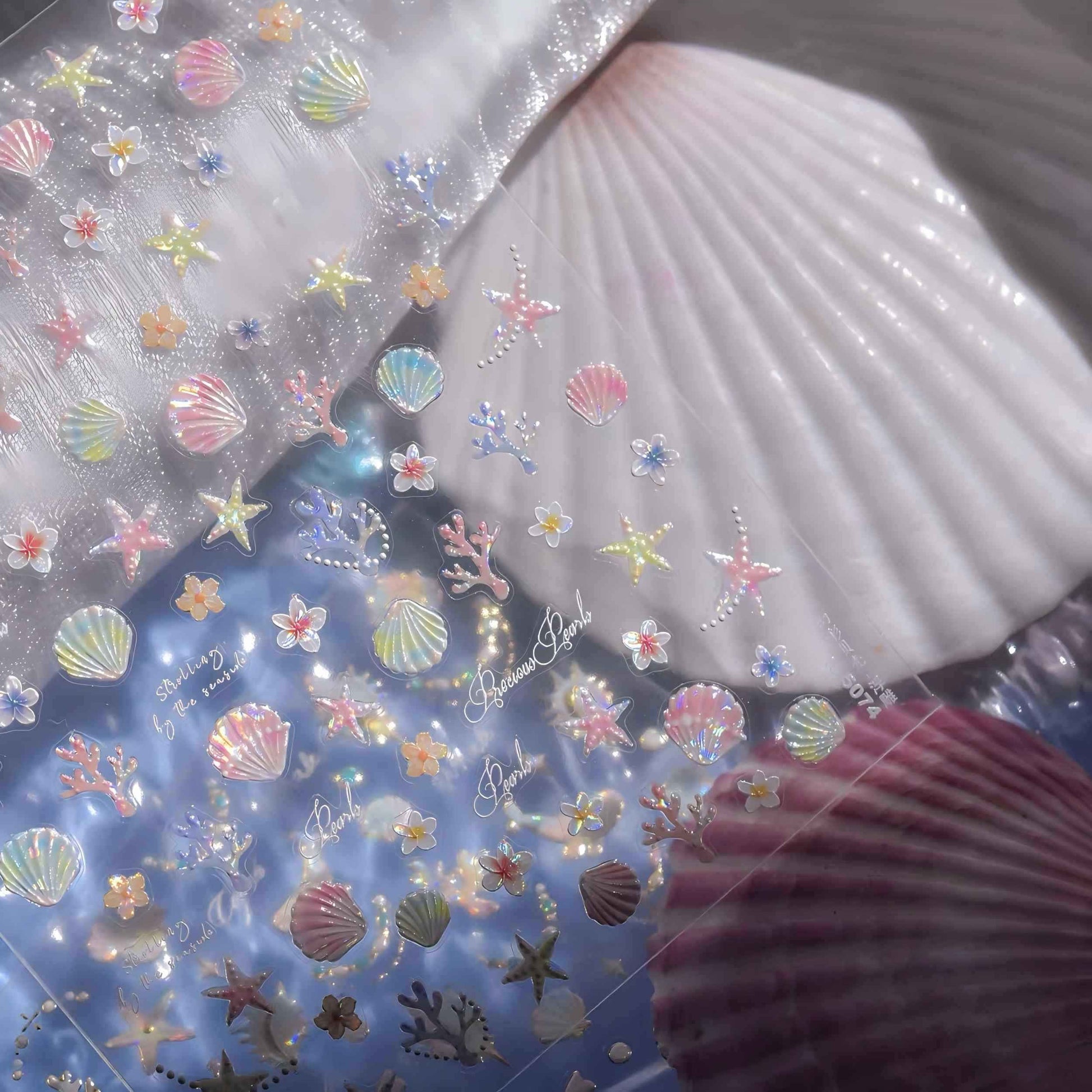 Dedyel Beach Nail Art Stickers 5D Embossed Seashell Starfish Dolphin Summer Self Adhesive Nail Stickers for Women Girls DIY Manicure Decoration