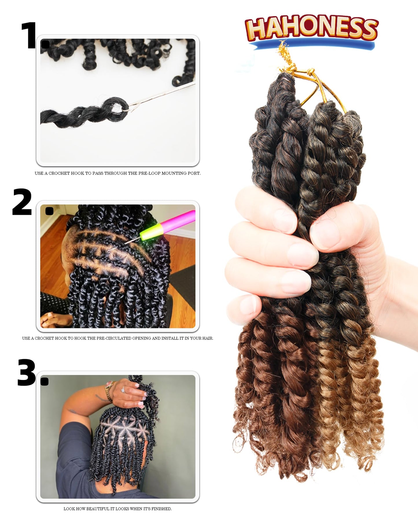 8 Inches 9 Packs Passion Twist Crochet Hair-Mixed Color Combo Pack(7 packs 1B+1 pack T1B/27+1 pack T1B/30),Pre-twisted Pre Looped Super Soft & Bouncy,For Black Women and Kids(8"-9 Packs,1B+T27+T30)