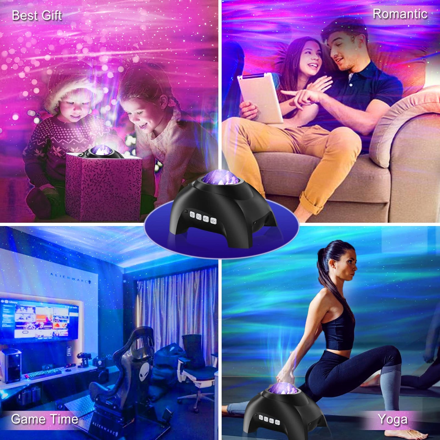 Northern Lights Aurora Projector for Bedroom with Music Bluetooth Speaker and White Noise, Vinwark Galaxy Projector, Starry Night Light Projectors for Kids Adults Gaming Room