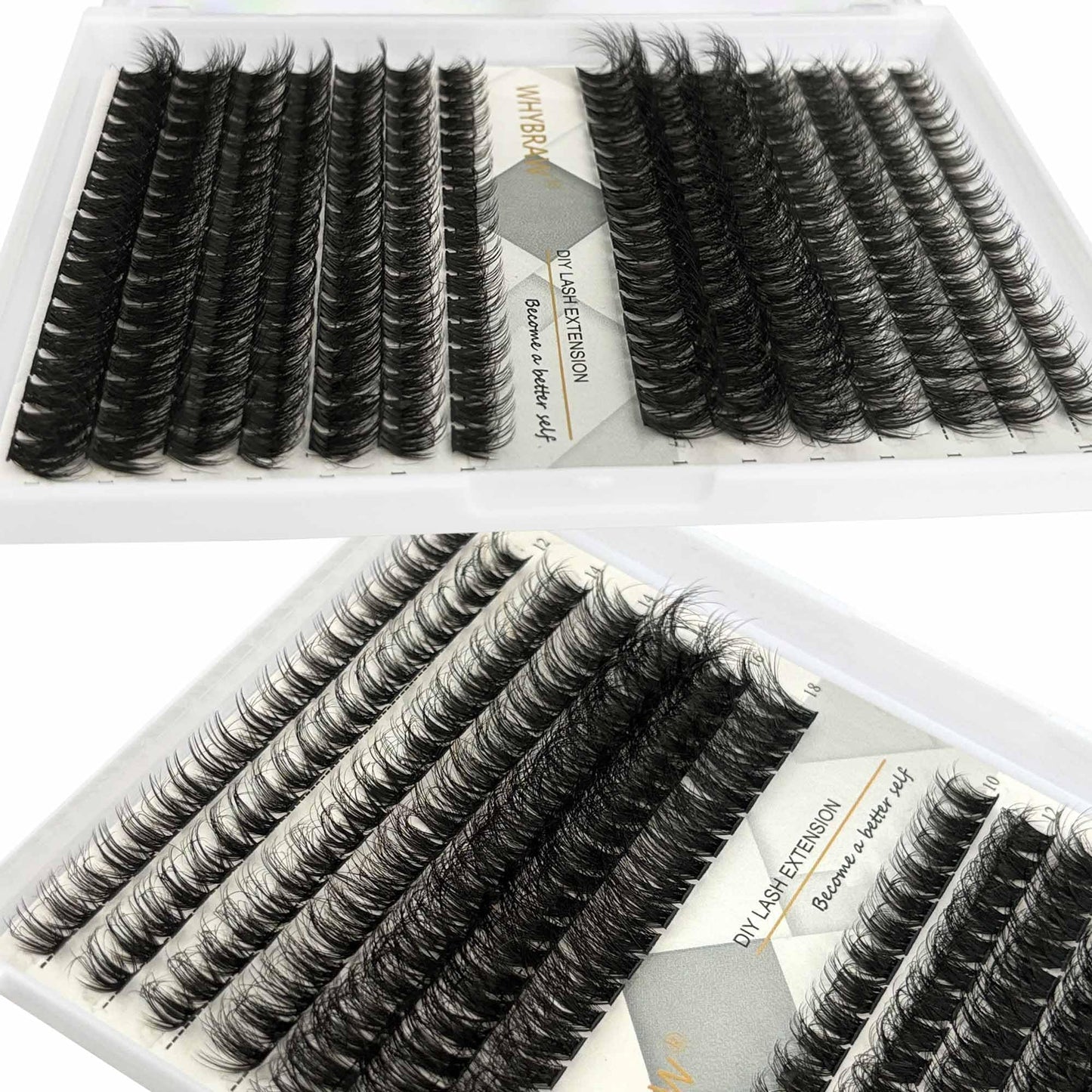 Lash Clusters Fluffy WHYBRAW DIY Lash Extension 280 Pcs Volume 100D 200D Cluster Eyelash Extension Thick Eyelashes Extension 10-18mm