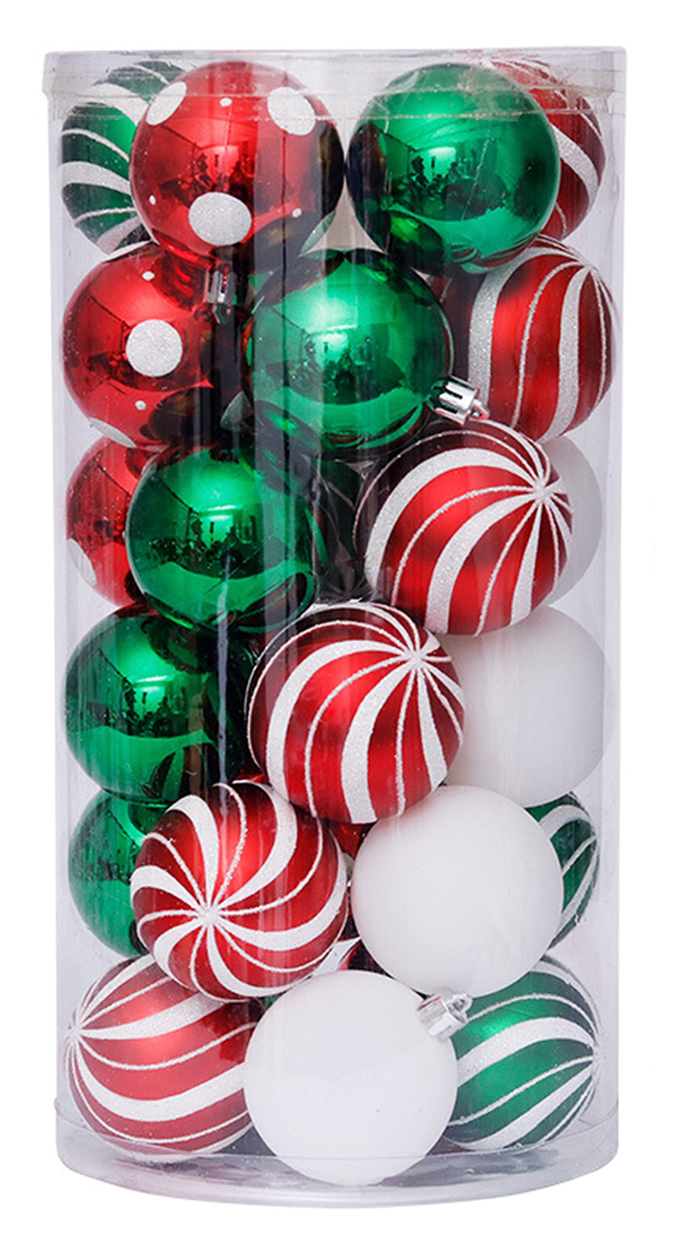 30PCS Christmas Balls Ornaments, Shatterproof Holiday Bulbs Festive Wedding Hanging Ornaments Christmas Tree Decoration (Red&Green)