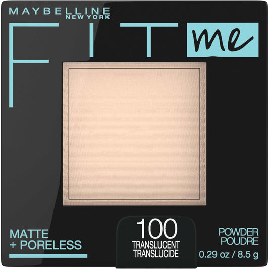 Maybelline Fit Me Matte + Poreless gepresstes Gesichtspuder, Make-up und Fixierpuder, durchscheinend, 1 Stück