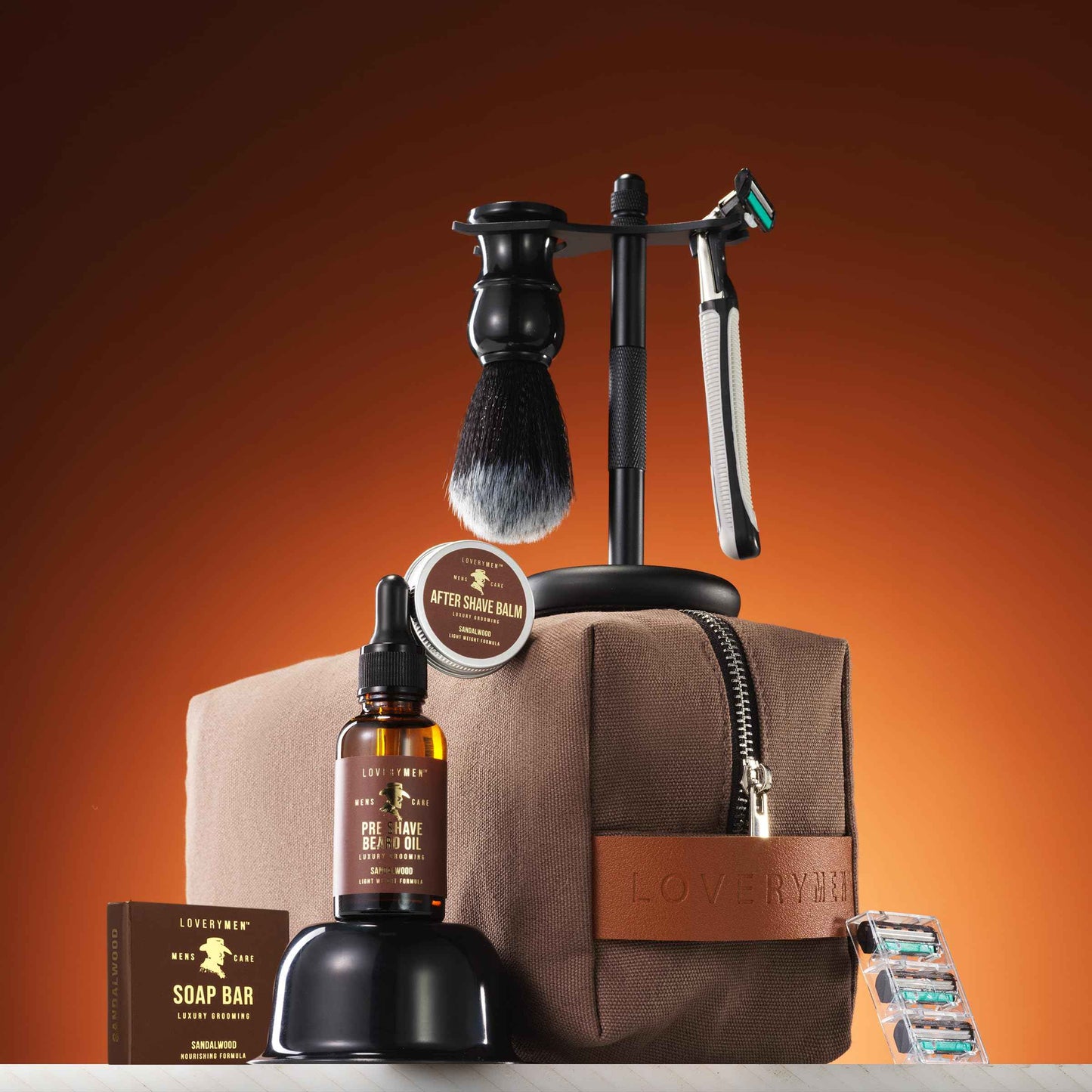 Christmas Gifts for Men, Deluxe Shaving Kit for Men, 17pc Shaving Brush Kit with Double Edge Safety Razor, Razor Blades, Sandalwood Bar Soap, Preshave Beard Oil & More, Mens Beard Kit, Birthday Gift