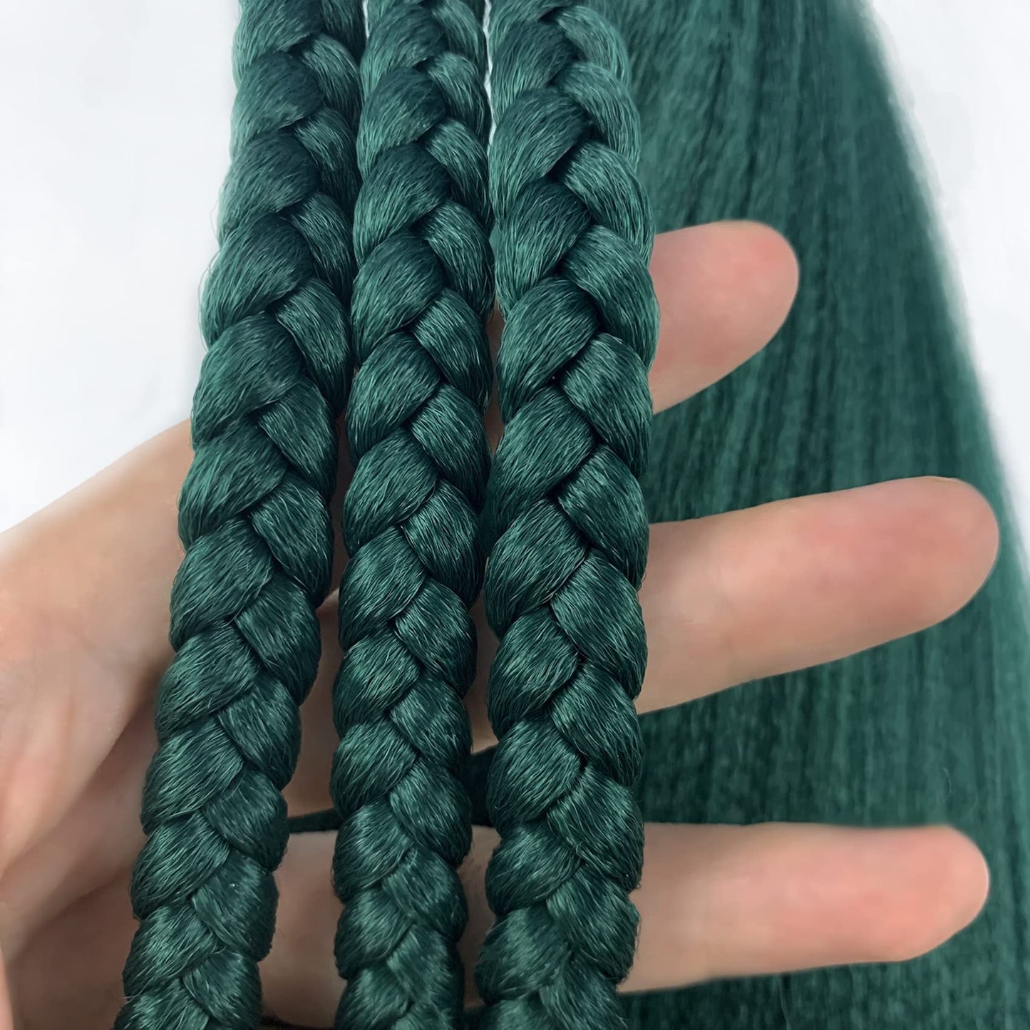 Gozill Emerald Green Braiding Hair Pre Stretched Kanekalon Braiding Hair Extension 16 Inch Short Colored Synthetic Fake Hair for Braiding