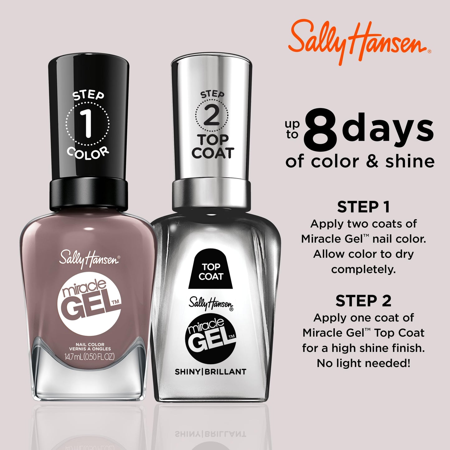 Sally Hansen Miracle Gel™, To the Taupe, Long Lasting, Gel-Like Formula, No UV Lamp Needed, Taupe Nail Polish