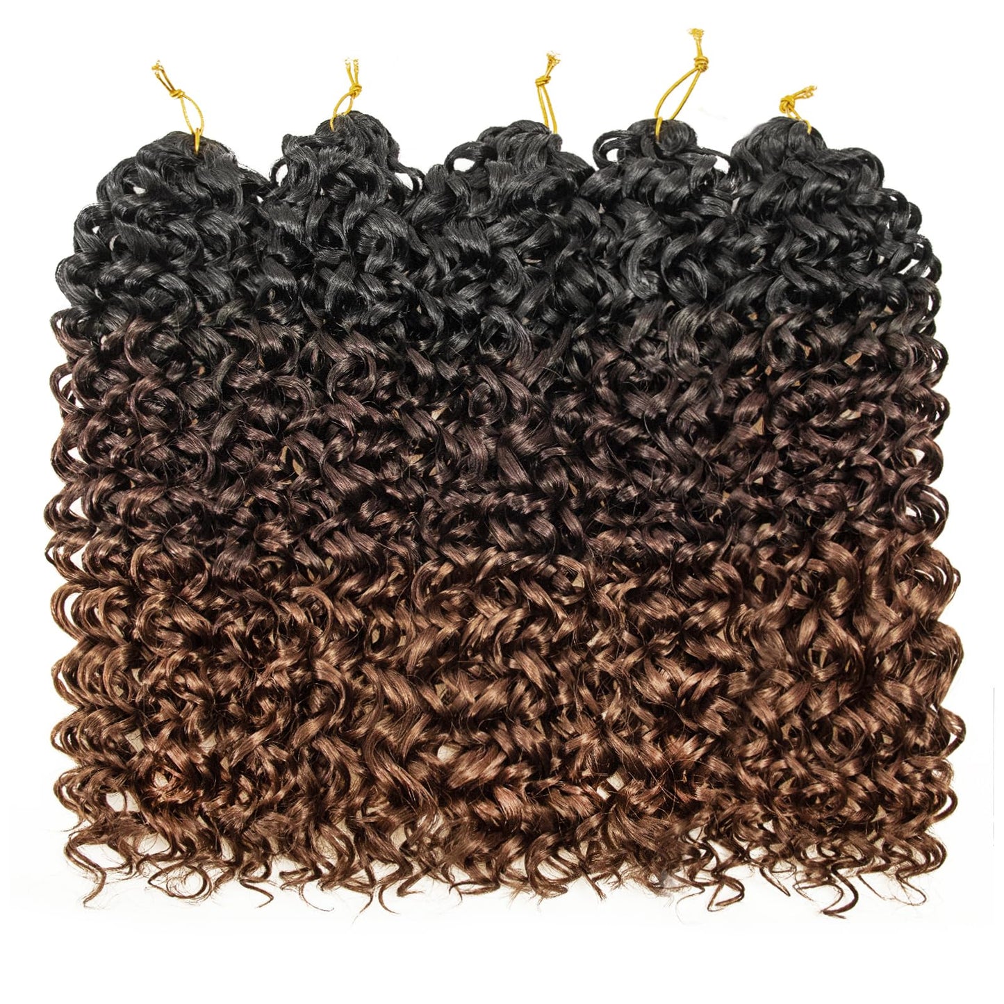 GoGo Curl Crochet hair Water Wave Crochet hair Ombre Brown Synthetic Bohemian Crochet Braid Deep Wave Braiding hair Extensions (18inch,5Packs,1B/33/30)