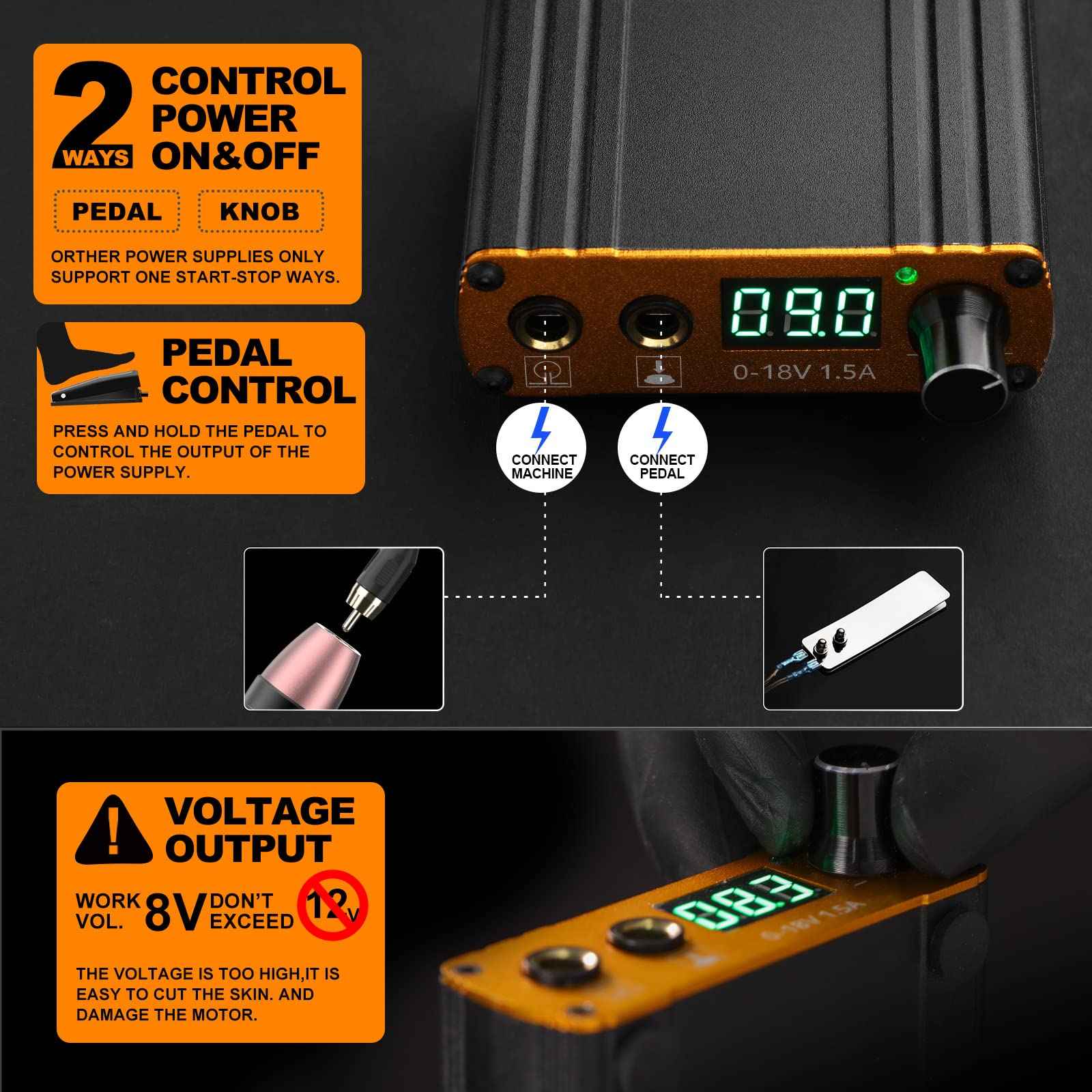 Tattoo Gun,Solong Anti-fatigue Mode Power Supply Professional Tattoo Kits with 5pcs Tattoo Table Covers Clean Pads Rotary Tattoo Machine Starter Kit with 20pcs Tattoo Cartridge Needles