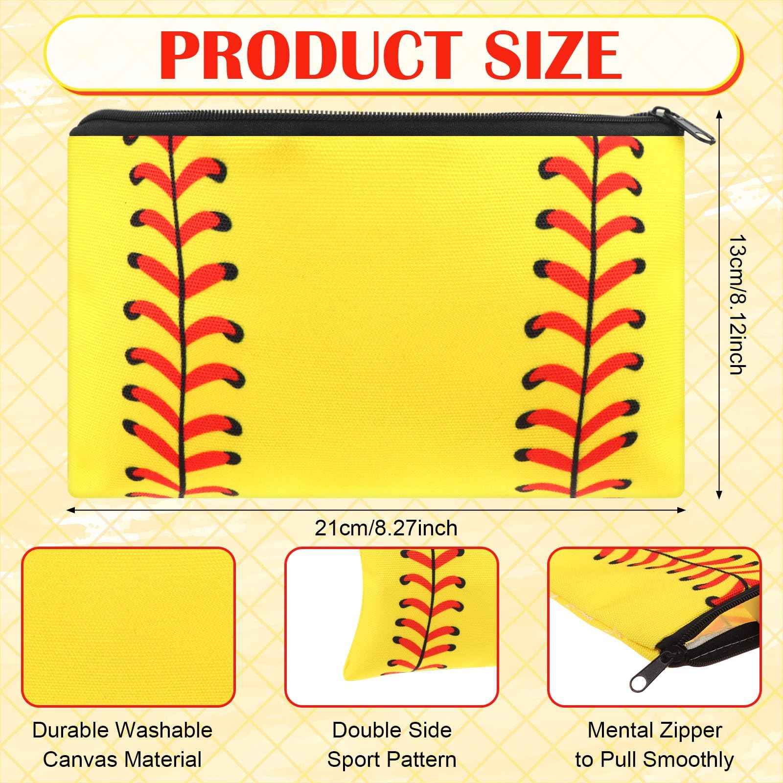 40 Pcs Softball Party Favors Softball Gifts for Team Girls Bulk Include 20 Softball Cosmetic Bag 20 Softball Compact Mirror Softball Sport Round Pocket Portable Mirror for Women Girls