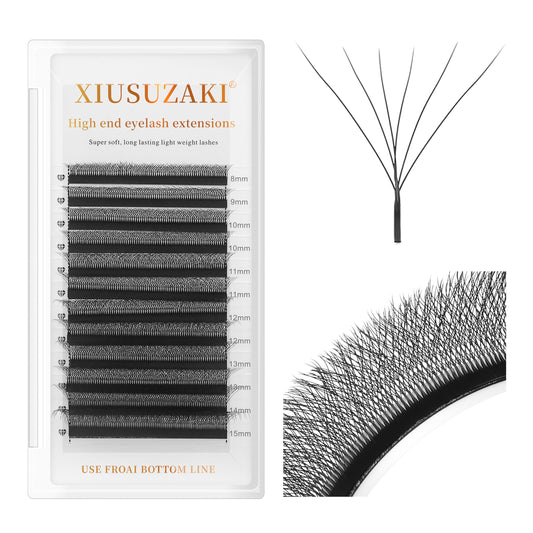 Lash Extensions 6D Eyelash Extensions W Lashes 0.07mm Thickness D Curl Lashes Mix 8-15mm Soft Lash Trays Pestañas Pelo a Pelo Natural Matte Black False Eyelashes Individual Lashes(W-6D-0.07-D,8-15mm)