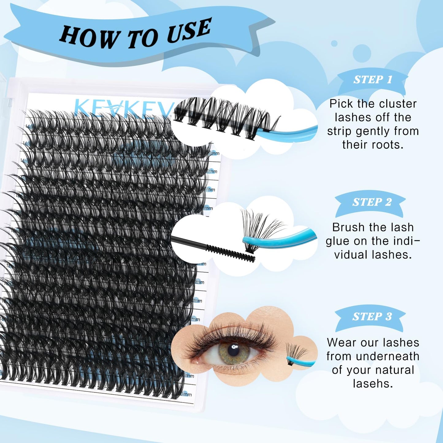 300 Pcs Individual Lashes Lash Clusters DIY Lash Extension Cluster Lashes that Look Like Eyelash Extensions Self Applicaton at Home Volume Dramtic Look(30D, D-14-20mix)