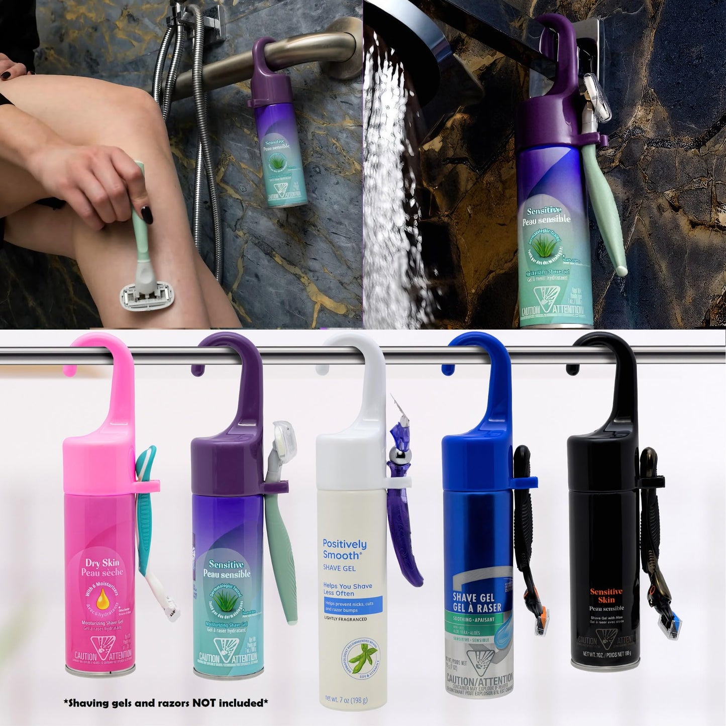 The Original, Reusable, Hanging Shaving Gel Can Accessory Cap with Razor Holder for Women and Men | A Must Have for Storage, Travel, and Rust-Ring Prevention by Kopi Cap LLC