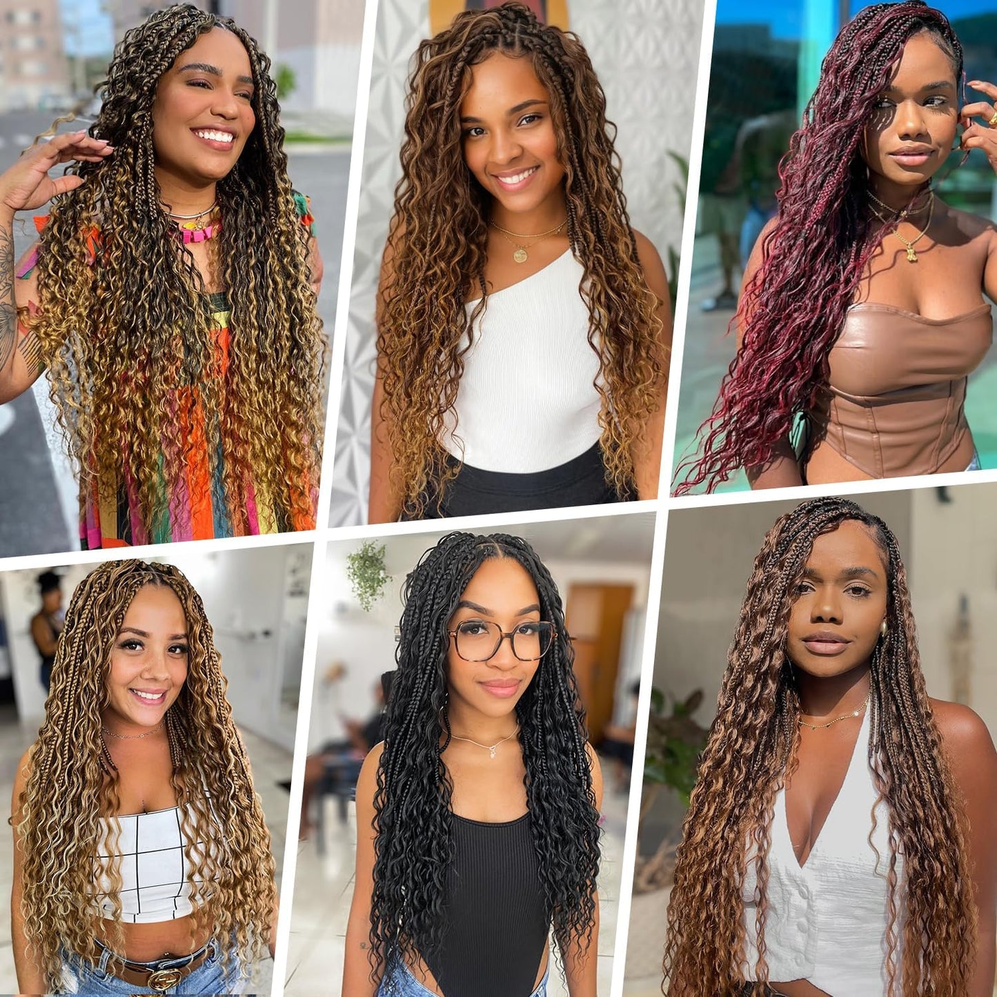 Goddess Bohemian Box Braids Crochet Hair-8 Packs 18 Inch Boho Crochet Braids for Black Women Synthetic Braiding Hair (#4, 18 Inch(Pack of 8))