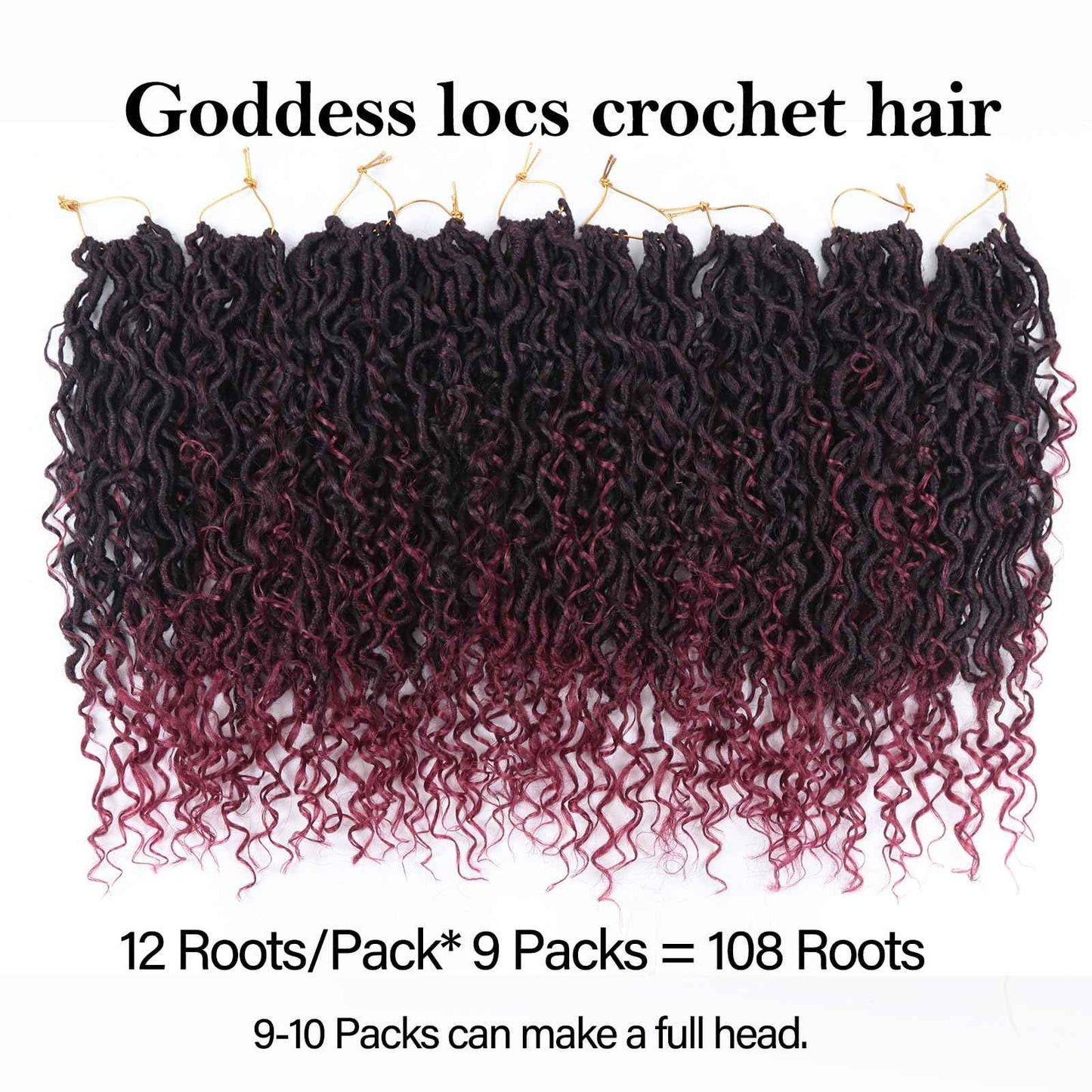Sosihua Goddess locs crochet hair, 9 packs soft boho faux locs with curly ends bohemian crochet dreads for black women(14Inch,#Tbug)