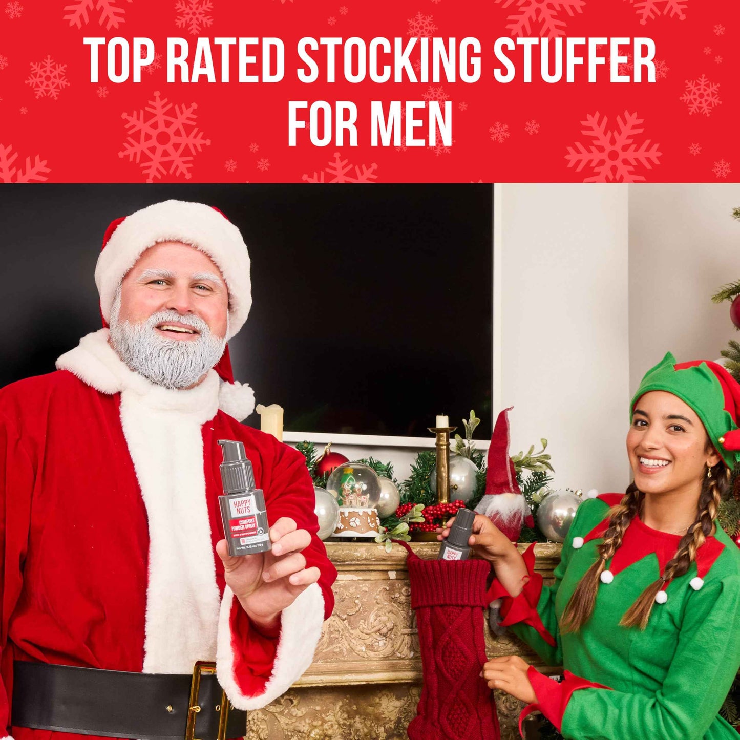 Happy Nuts Comfort Powder Spray Deodorant For Men: Anti-Chafing Sweat Defense, Odor Control, Aluminum-Free, Perfect Stocking Stuffer Gift for Men's Private Parts 2.75 oz (3 Pack), Original Scent