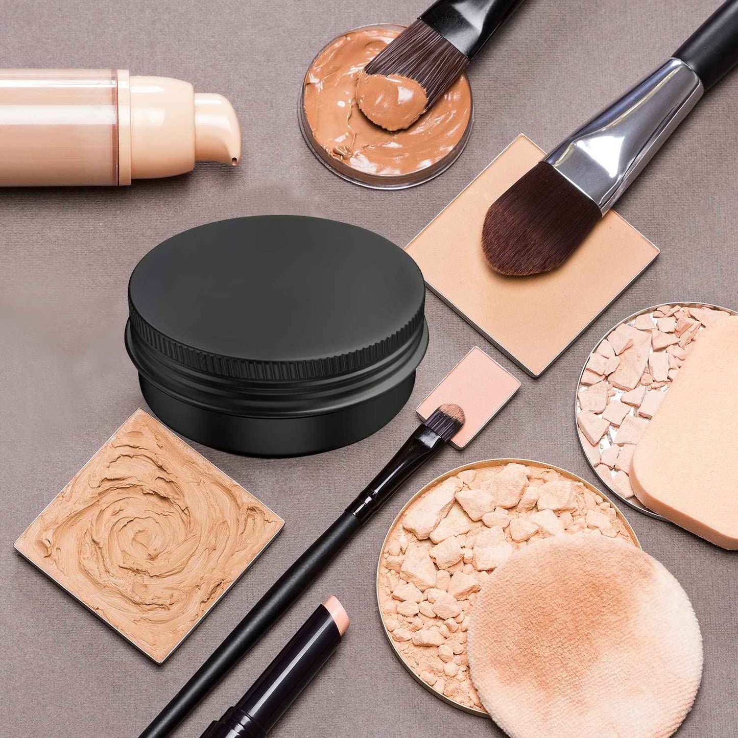 40 Pcs 4 Ounce Aluminum Tin Jars Containers Leak Proof Cosmetic Tin Jars Containers Round Screw Lids for Cosmetic, Salves, Balms, Lip Balm or Others, 120mL Black