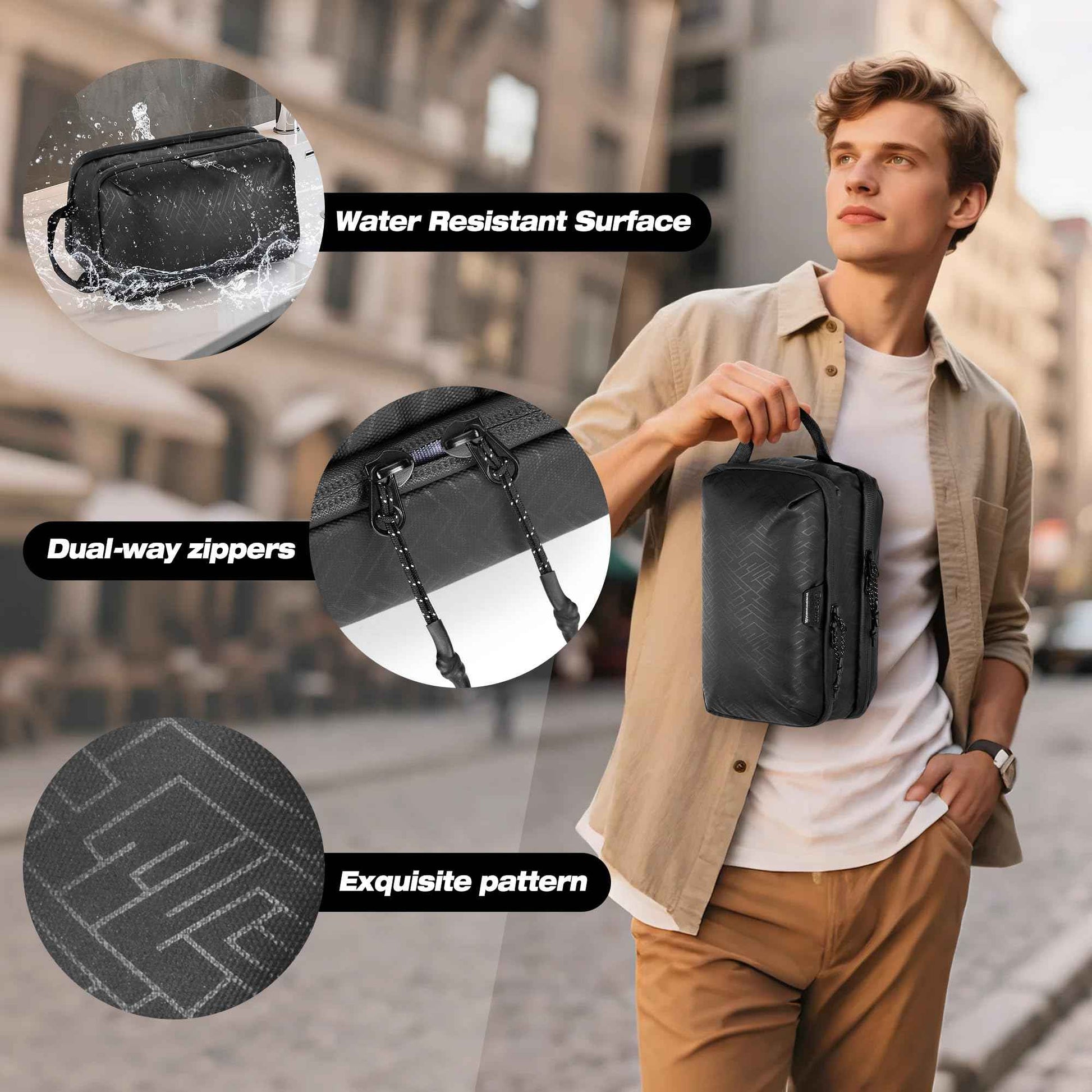 Yarwo Travel Toiletry Bag for Men, Hanging Dopp Kit Shaving Storage Case, Water-resistant Toiletry Organizer Hygiene Bag for Toiletries, Skincare, Razor, Makeup, Cosmetics, Shower Essentials