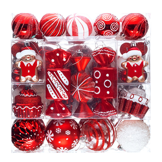 Valery Madelyn Christmas Ornaments Set, 120ct Candy Cane Red White Shatterproof Gingerbread Christmas Tree Decorations Set, Variety Decorative Hanging Ball Ornaments Bulk for Xmas Holiday Party Decor