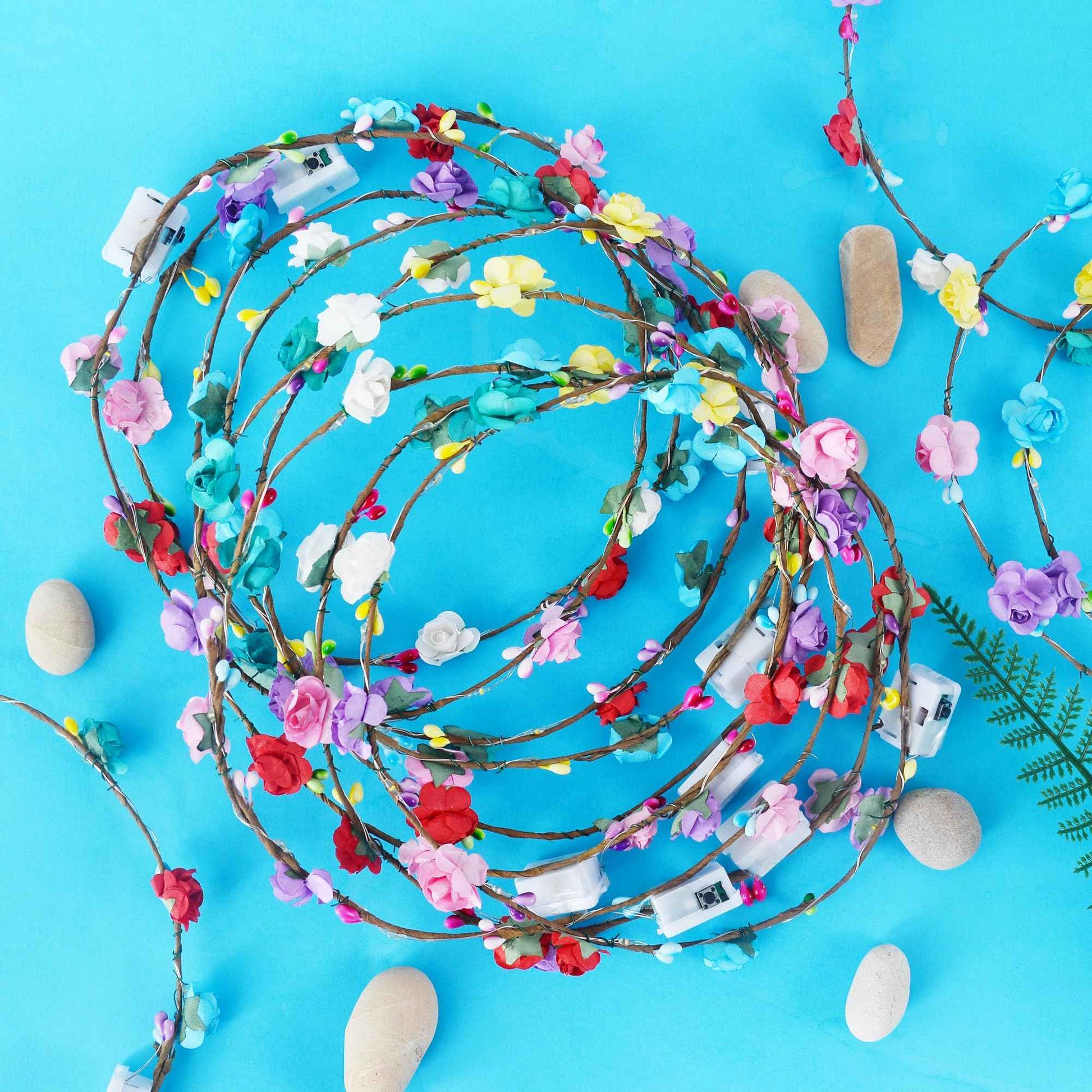 QSJQllo 50 Pcs LED Flower Crowns Headbands,Light up Headbands For Women,Glow in The dark headband wreath,Suitable for birthdays, weddings, Halloween, Christmas, Role-Playing,Beach Parties