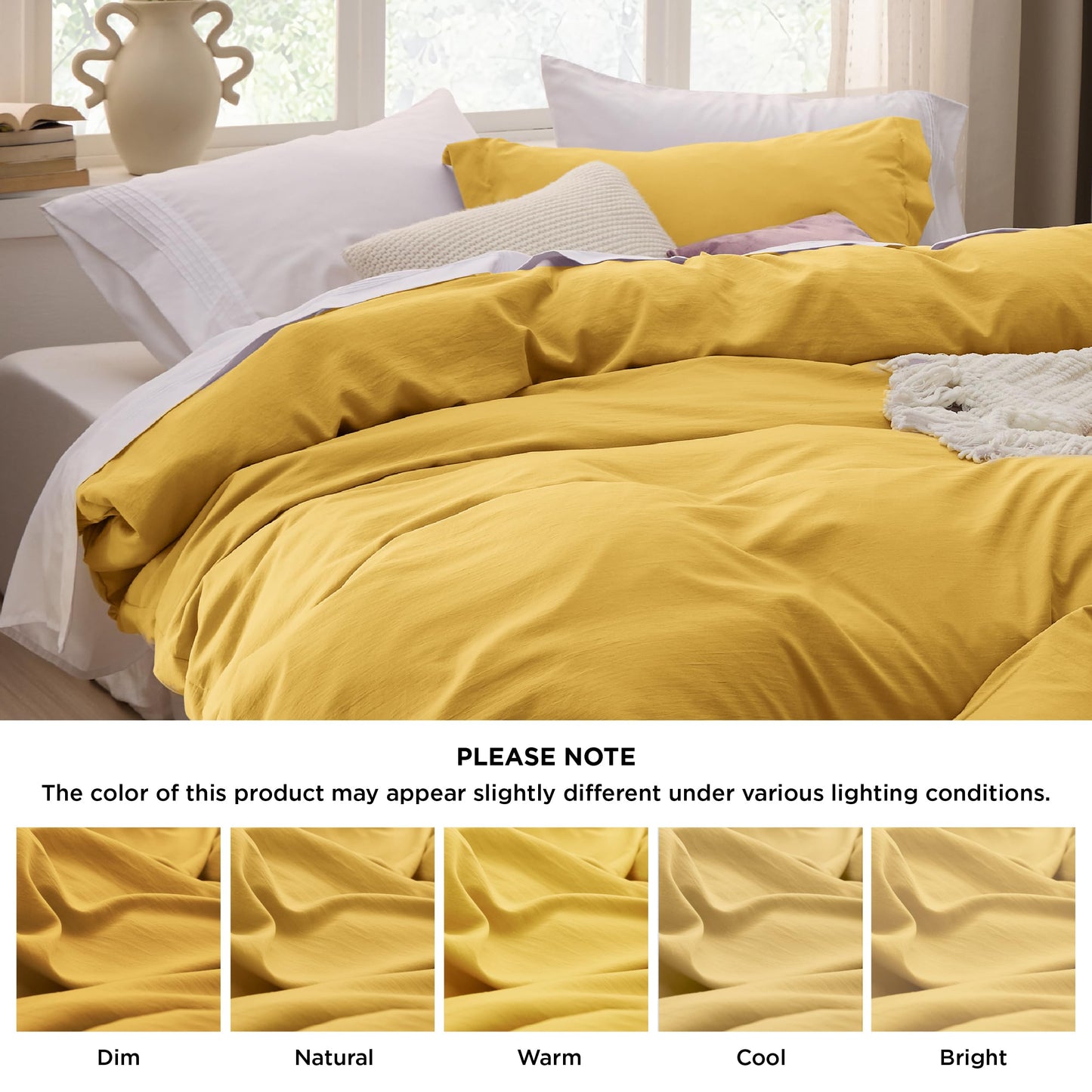 Bedsure Mustard Yellow Twin Duvet Cover Set - Soft Prewashed Duvet Cover Twin Size, 2 Pieces, 1 Duvet Cover 68x90 Inches with Zipper Closure and 1 Pillow Sham, Comforter Not Included