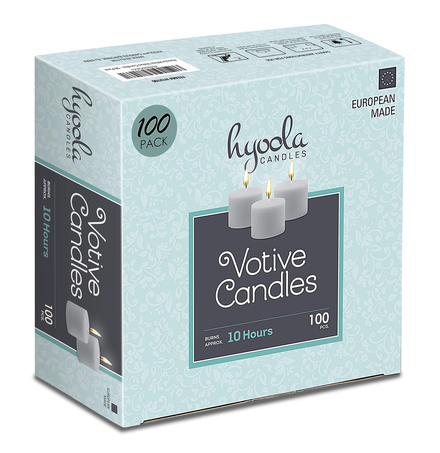 Hyoola Votive Candles - 10 Hour Burn Time - Unscented Candles Votives Bulk - Pack of 100 White Candles - European Made