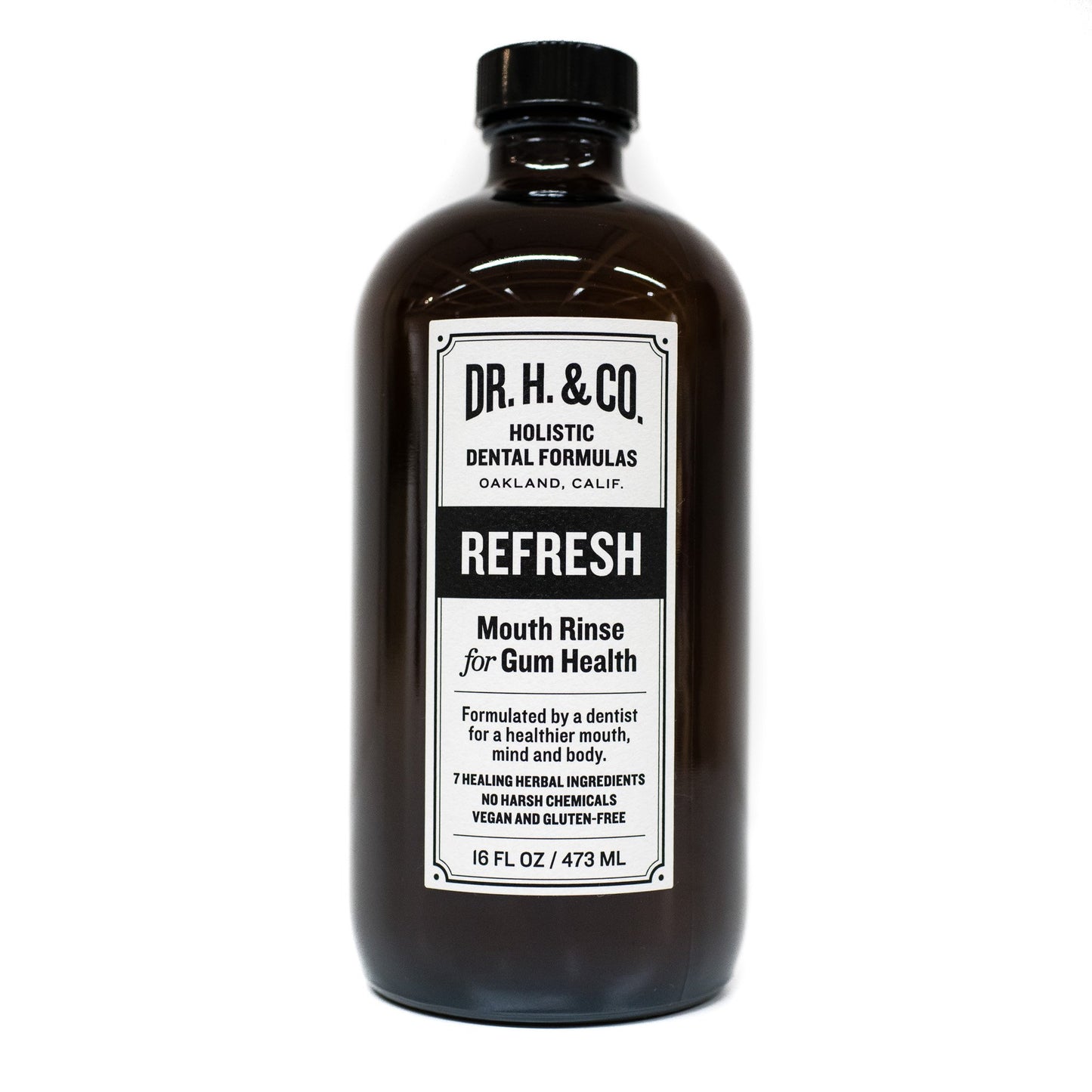 Dr. H. & Co. Dentist Formulated Refresh Mouthwash - All Natural Herbal and Holistic Mouth Rinse for Healthy Gums and Teeth (16oz)