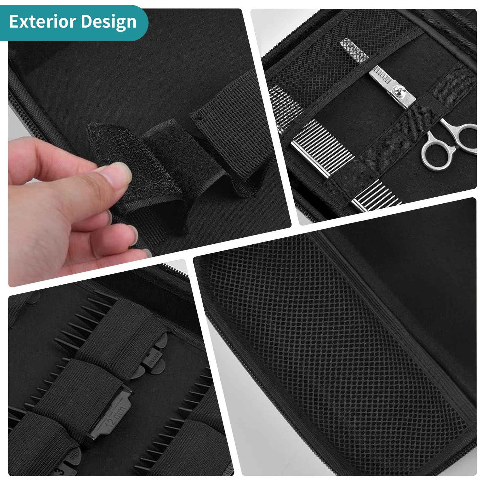 bibuks Professional Barber Clipper Case – Hard EVA Shell Oxford Fabric Travel Organizer for Clippers and Supplies, Portable Barber Storage Bag for Barbers & Stylists (Black)