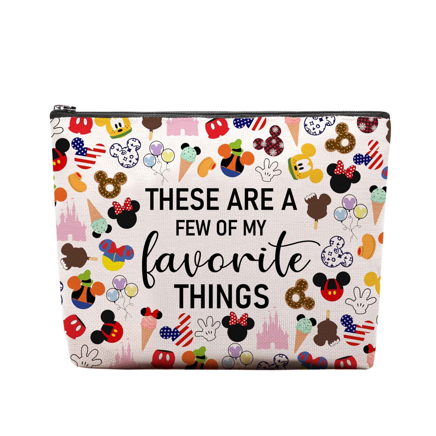 CEASQVAA Vacation Trip Gift Fairytale Fans Makeup Cosmetic Bag Mouse Family Trip Snacks Makeup Bag Magic Kingdom Gift Mouse Favorite Things Zipper Pouch