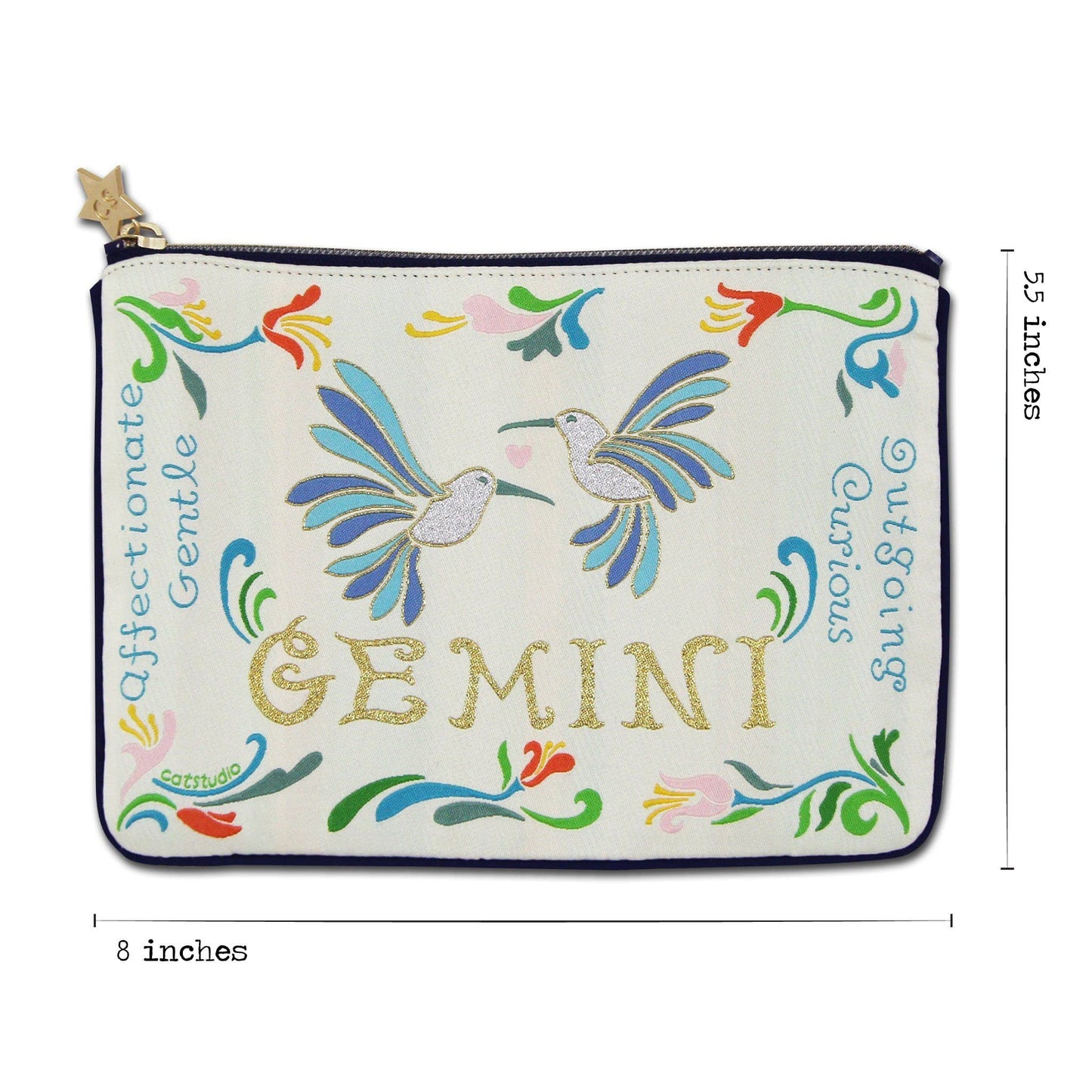 Catstudio Astrology Zipper Pouch, Gemini Zodiac Sign, Celebrate May & June Birthdays with Travel Toiletry Bag, 5 x 7, Ideal Gift for Geminis, Makeup Bag, Dog Treat Pouch, or Travel Purse Pouch