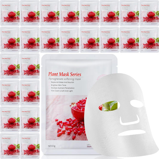 Dimsile 24 Pcs Combo Essence Face Masks Skincare Hydraiting Facial Mask Moisturizing Self Care Sheet Mask for Women Girls Home Spa Skin Care (Pomegranate)